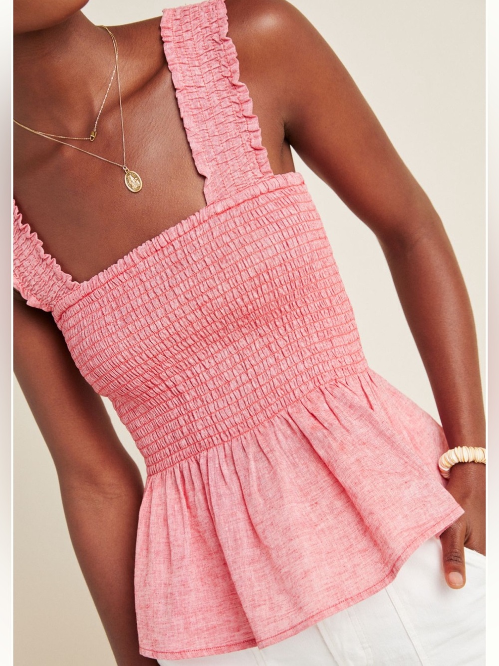 Anthropologie Maeve Smocked Peplum Blouse